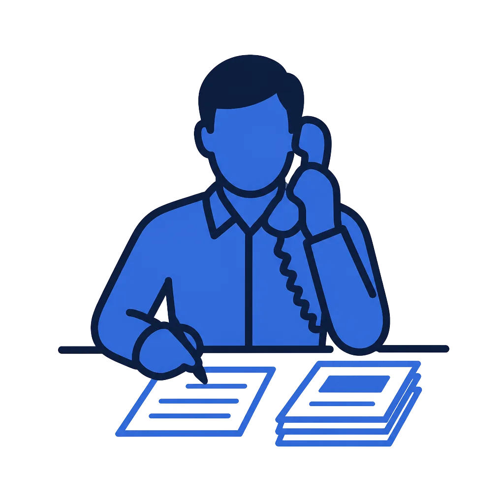 Illustration of an insurance agent taking notes during a phone call