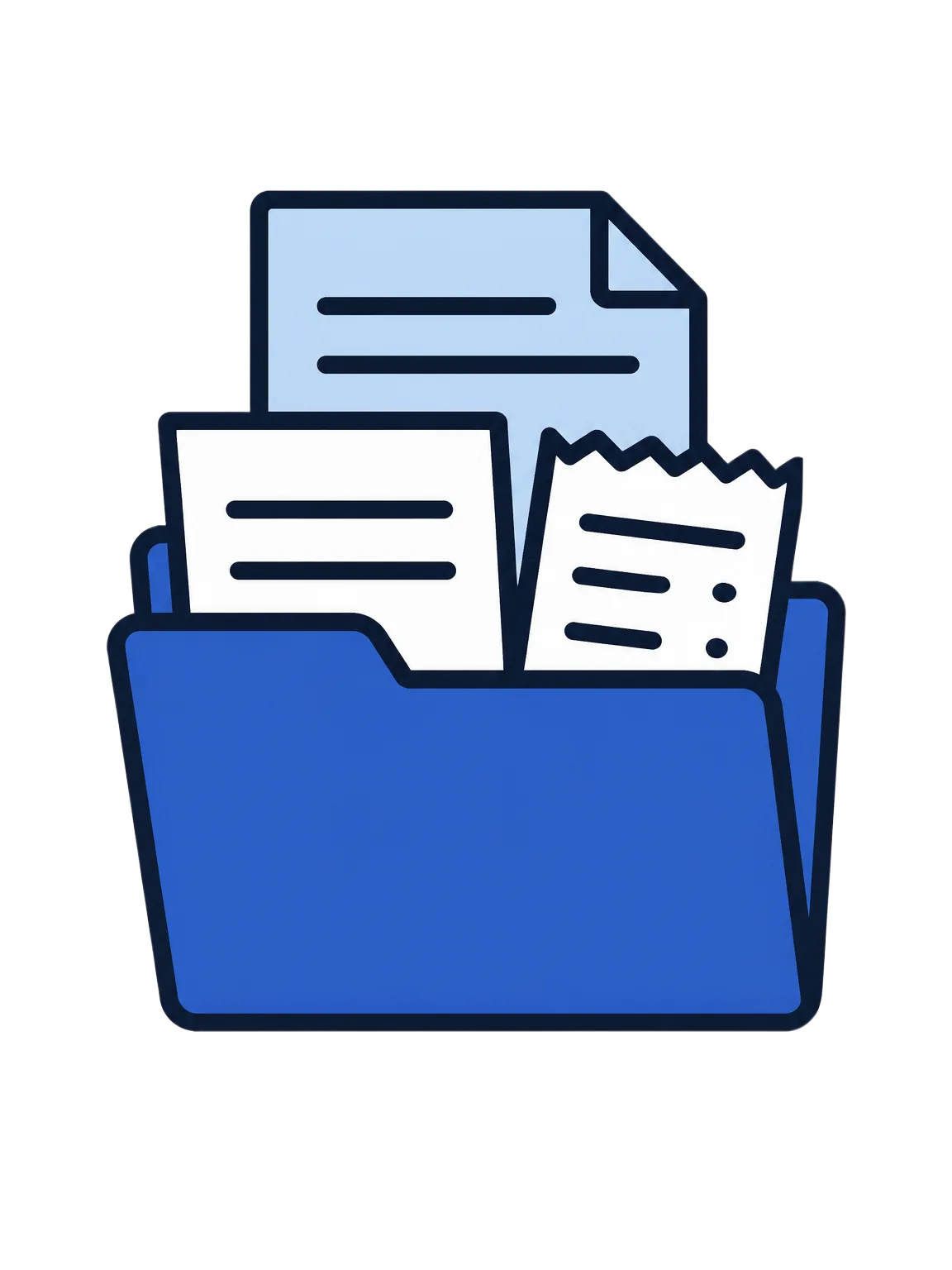 Illustration of a folder holding accident documents and receipts